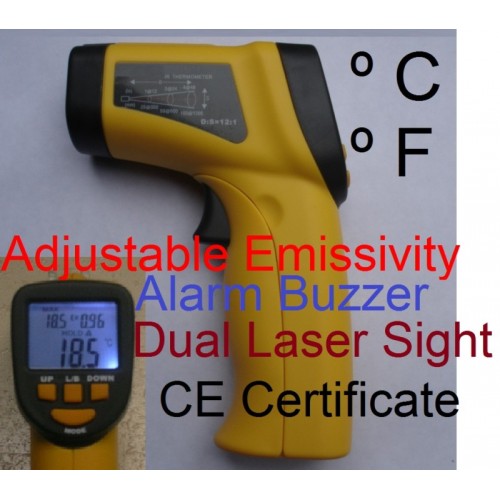 Laser Infrared Thermometer Gun with Data-Storage, High Heat Temperature Reader Gun Settable High & Low Temp Alarm Laser Temperature Gun -58°F to