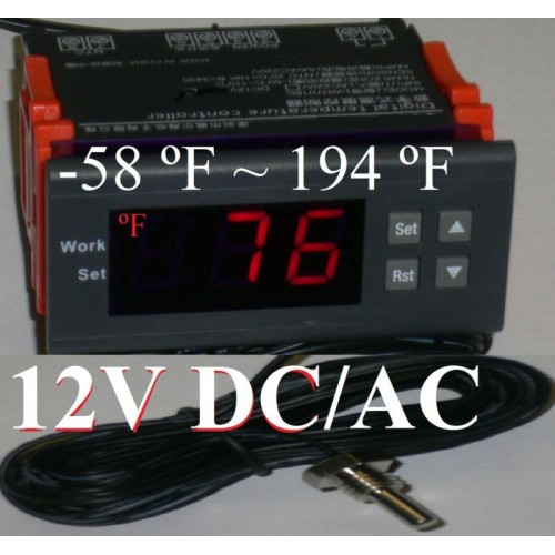 Temperature Controller Thermostat Fahrenheit 12V DC Builtin Relay